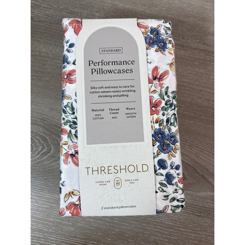 Threshold Performance 400 Thread Count Cotton Sateen Pillowcase Set Floral 2pk